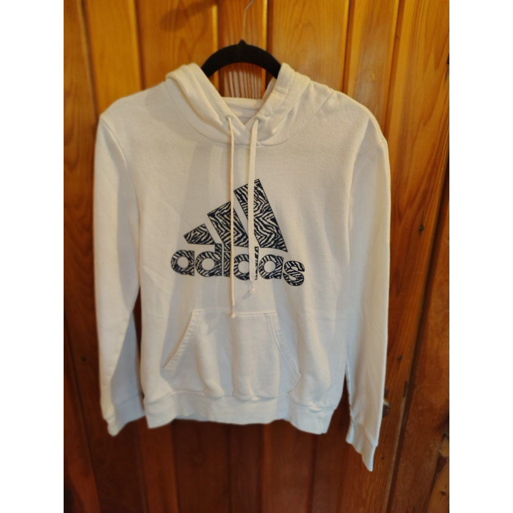 Adidas Hoodie Women’s Small White Pullover Sweatshirt Logo Athletic